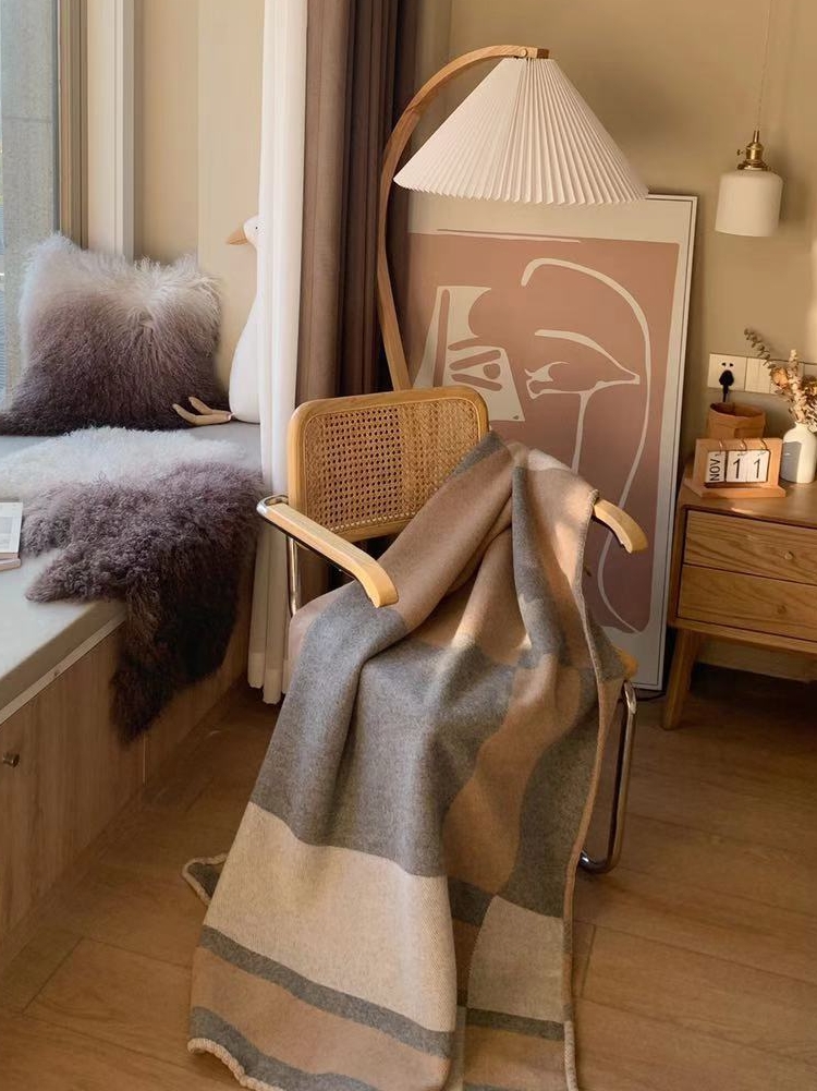 Cashmere Throw Blanket - Rinoart Lüks Krem Renkler Kaşmir Yün
