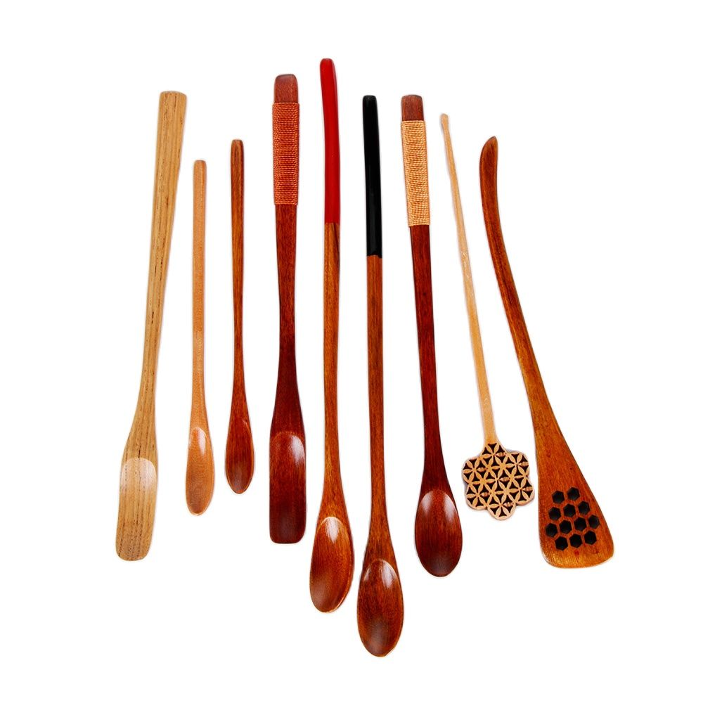 Bamboo Cutlery Set - Ahşap pişirme kabı çay yaprağı Matcha