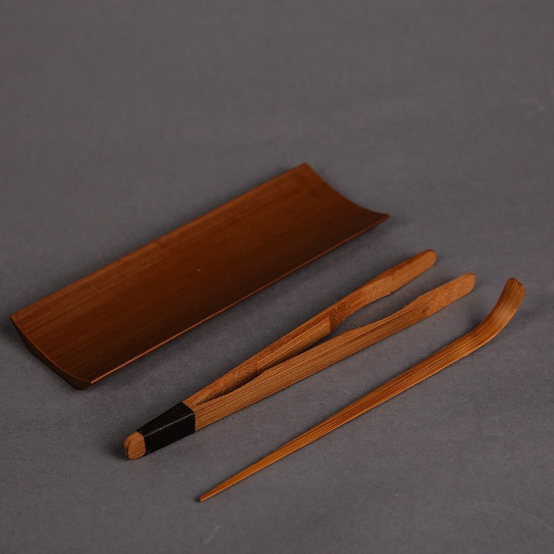 Bamboo Cutlery Set - 3/4/5 adet Bambu Kömürleşmiş Teaware Seti