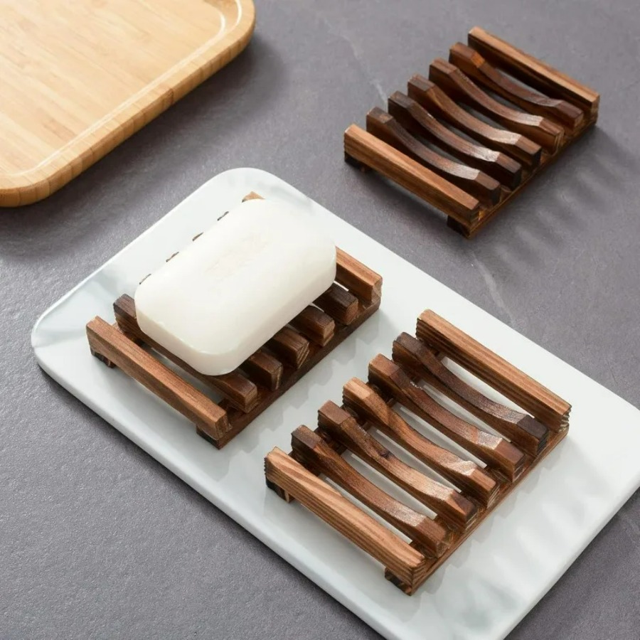 Bamboo Cutlery Set - Duş Banyosu için Ahşap Sabunluk, Kendiliğinden